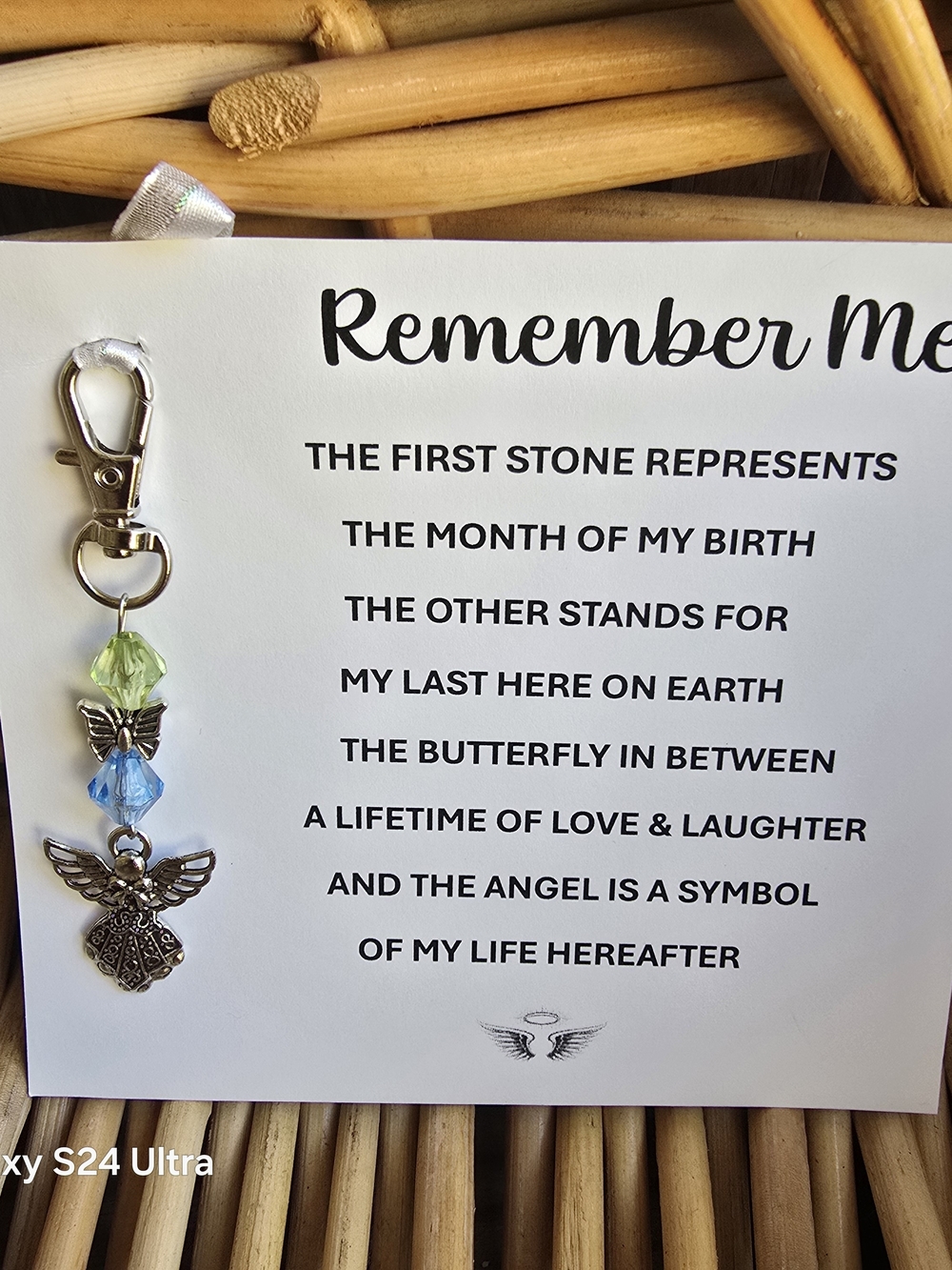 Remember Me Angel Keychain with Birth And Death Crystals